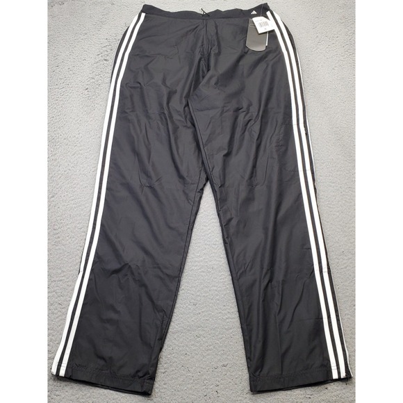 adidas Other - Adidas Track Pants Mens XL Black 3-Stripes Panel Windbreaker Drawstring Waist